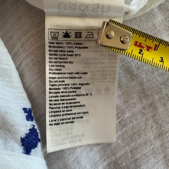 NWT ba&sh Cotton Embroidered Boho Eglantine Blouse White, Blue, Size Small - Picture 9 of 15